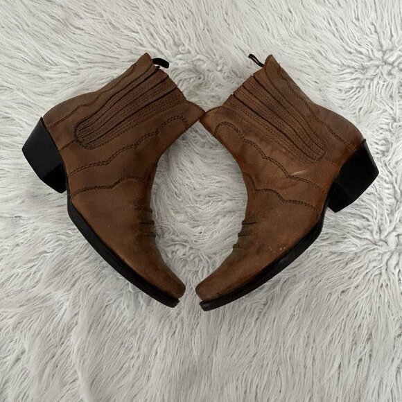 Earth Spirit Pansy Size 7 Brown Leather Western Ankle Boots Booties Distressed - Picture 5 of 9